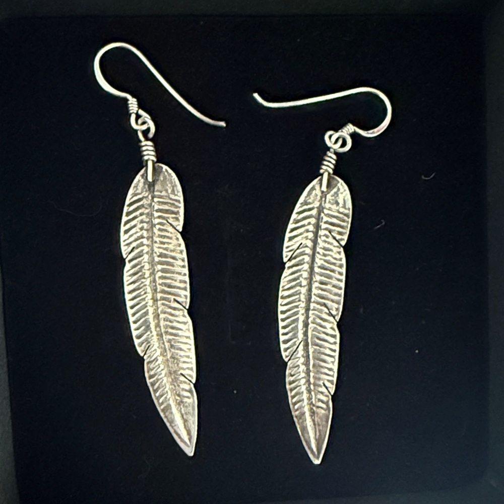 Sterling Silver Feather Earrings